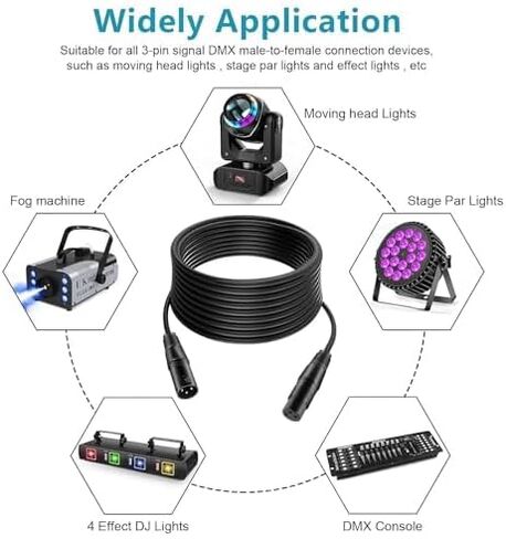 XLR Compliant 3-Pin Balanced Shielded DMX Male to Female DMX Stage Lighting Cable for DJ LED Lights, Microphone Mixers, and Recording Studios in Saudi Arabia