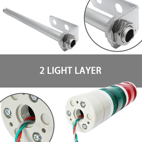 أضواء برج المكدس، 2 مستوى 12-24 فولت LED أضواء برج المكدس، أضواء التحذير الصناعية، عمود إشارة برج مؤشر مصباح منارة، ضوء مستمر / وامض قابل للتحويل in Kuwait