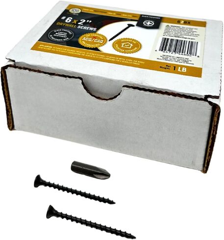 Nuvo Iron #6 X 2" برغي الحوائط الجافة، أسود، خيط خشن، نقطة التنصت - صندوق 1 رطل in Kuwait