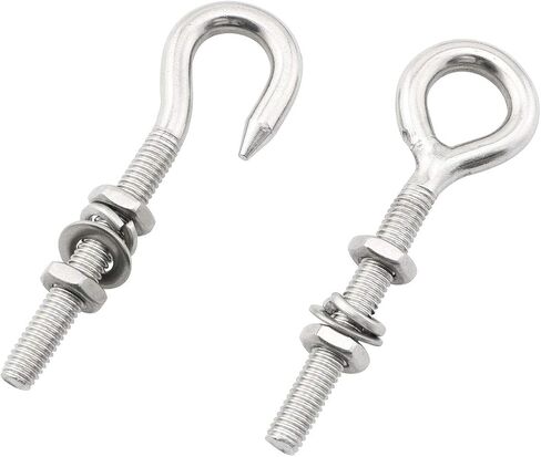 8PCS Stainless Steel Welded Closed Screw Ring Eye Bolts Hook Rod Eye Screw Bolts and Bolts Hook with Nuts and Washers in Saudi Arabia