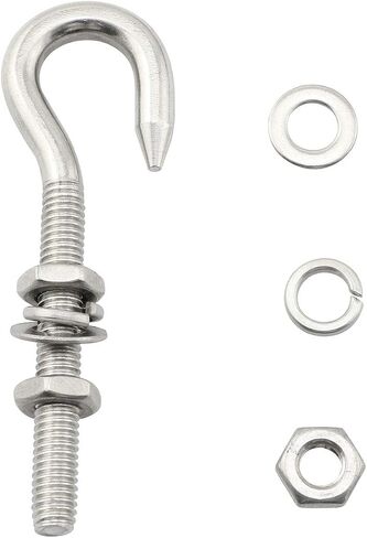 8PCS Stainless Steel Welded Closed Screw Ring Eye Bolts Hook Rod Eye Screw Bolts and Bolts Hook with Nuts and Washers in Saudi Arabia