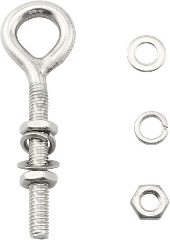 8PCS Stainless Steel Welded Closed Screw Ring Eye Bolts Hook Rod Eye Screw Bolts and Bolts Hook with Nuts and Washers in Saudi Arabia