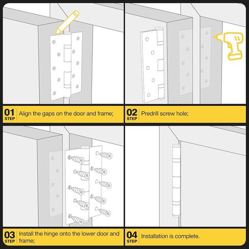 Ball Bearing Door Hinges, 5 x 3 Inches Door Hinges with Commercial Grade Stainless Steel, Square Corner with Extra Thick 3mm, Heavy Duty and No Squeak, Non Removable Pin, Brushed Nickel, 3 Pack in Saudi Arabia