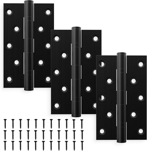 Ball Bearing Door Hinges, 5 x 3 Inches Door Hinges with Commercial Grade Stainless Steel, Square Corner with Extra Thick 3mm, Heavy Duty and No Squeak, Non Removable Pin, Brushed Nickel, 3 Pack in Saudi Arabia