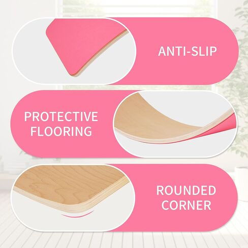 Signature Fitness Balance Board Wooden Wobble, 32 Inch Montessori Rocker Yoga Curvy Board Natural Wood, Kids Toddler Open Ended Learning Toy, Sensory Play Equipment for Office & Classroom in Saudi Arabia