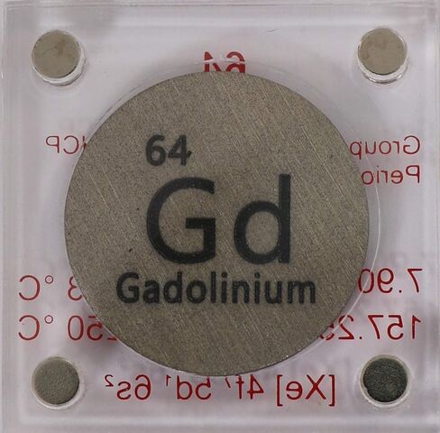 قرص غادولينيوم (Gd) معدني مقاس 24.26 ملم نقي بنسبة 99.9% مع علبة أكريليك للتجميع أو التجارب in Kuwait