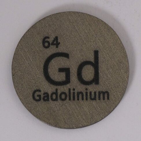 قرص غادولينيوم (Gd) معدني مقاس 24.26 ملم نقي بنسبة 99.9% مع علبة أكريليك للتجميع أو التجارب in Kuwait