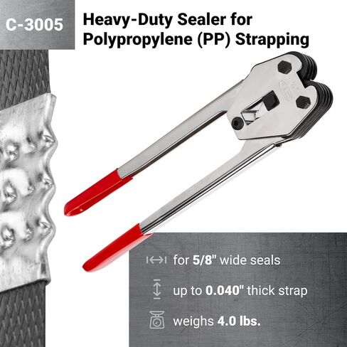 IDL Packaging C-3005 Heavy-Duty Sealer & Crimper for 5/8" Polypropylene (PP) Strapping - Heat-Treated Durable Tool with Ergonomic Design - Long Handles Mean Less Effort in Closing The Seal in Saudi Arabia