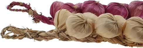قطعتان من سلسلة الثوم الاصطناعي المعلقة نموذج ثوم نابض بالحياة، ثوم أبيض وأرجواني ورغوة بصل وخضراوات وديكور منزلي للمطبخ والتصوير الفوتوغرافي in Saudi Arabia