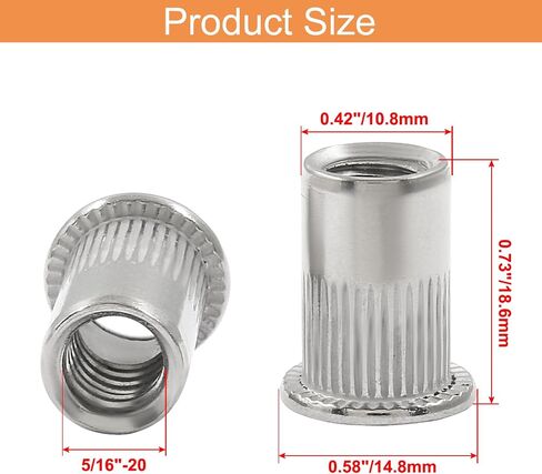 30 Pcs 5/16 Inch - 18 UNC Rivet Nuts - Aluminium Alloy Flat Head Threaded Insert Nut for Improved Performance and Durability in Saudi Arabia