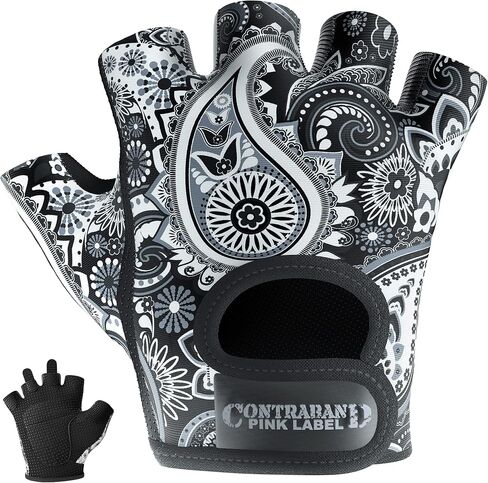 5387 Womens Design Series Paisley Print Lifting & Rowing Gloves (Pair) - Lightweight Vegan Medium Padded Microfiber Amara Leather w/Griplock Silicone in Saudi Arabia