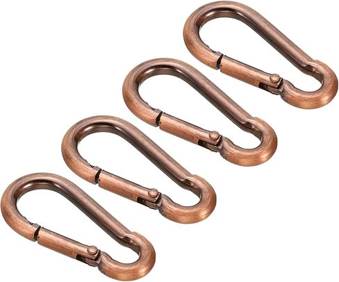 PATIKIL 4mm Spring Snap Hook Clips, 4 Pack Steel Chain Quick Links Connector Ring Lock Fastener for Chandelier Backpack Tent, 44 Lbs Red Bronze in Saudi Arabia