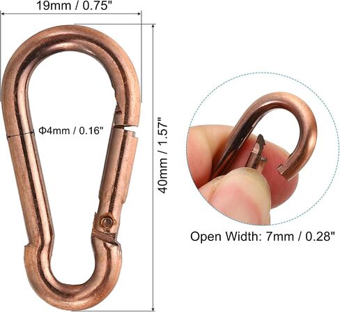 PATIKIL 4mm Spring Snap Hook Clips, 4 Pack Steel Chain Quick Links Connector Ring Lock Fastener for Chandelier Backpack Tent, 44 Lbs Red Bronze in Saudi Arabia