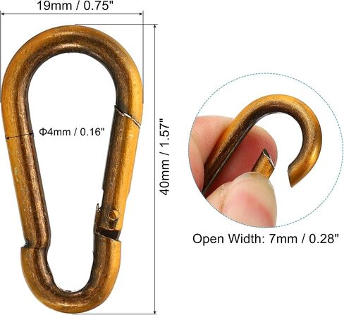 PATIKIL 4mm Spring Snap Hook Clips, 4 Pack Steel Chain Quick Links Connector Ring Lock Fastener for Chandelier Backpack Tent, 44 Lbs Red Bronze in Saudi Arabia
