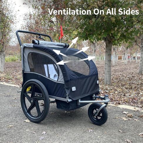 Spoflyinn 2 في 1 دراجة عالمية بمقعد مزدوج خلف دراجة مقطورة للأطفال، وصلة دراجة لطفل أو طفلين صغيرين، أطفال، حامل دراجة أطفال أسود + رمادي in Kuwait