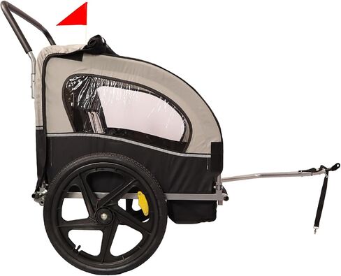 Spoflyinn 2 في 1 دراجة عالمية بمقعد مزدوج خلف دراجة مقطورة للأطفال، وصلة دراجة لطفل أو طفلين صغيرين، أطفال، حامل دراجة أطفال أسود + رمادي in Kuwait