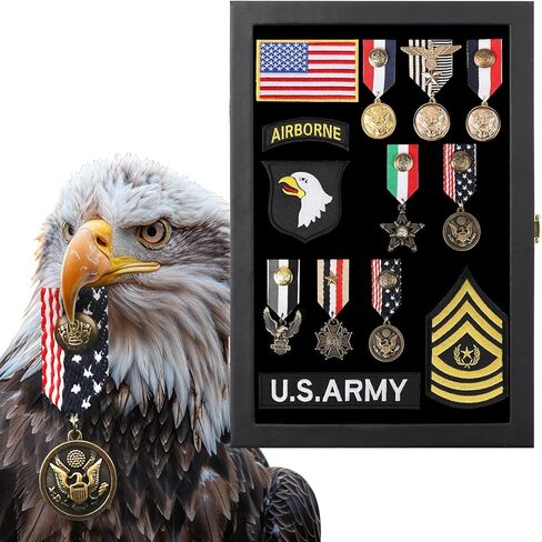 Pin Display Case - Enamel Pin Display Frame - Large Pin Collection Display - Pin Holder for Military Medals - Pin Holder Display Box for Jewelry Pin Badge Collection, Ear Studs 14" X 9.5" in Kuwait