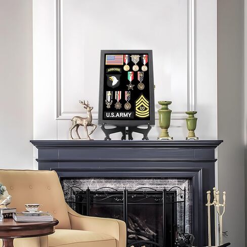 Pin Display Case - Enamel Pin Display Frame - Large Pin Collection Display - Pin Holder for Military Medals - Pin Holder Display Box for Jewelry Pin Badge Collection, Ear Studs 14" X 9.5" in Kuwait