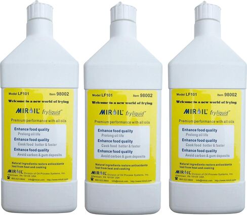 Miroil FryLiquid, 3 x 1 Litre Bottles, Reduce Oil Costs, Antioxidant for Fry Oil, Prevent Oil Breakdown, Fry Healthier, Vitamin Therapy for Deep Fryer Oil, Item LF301, 3 x 1 litre (3) in Kuwait