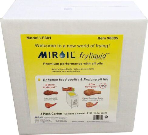Miroil FryLiquid, 3 x 1 Litre Bottles, Reduce Oil Costs, Antioxidant for Fry Oil, Prevent Oil Breakdown, Fry Healthier, Vitamin Therapy for Deep Fryer Oil, Item LF301, 3 x 1 litre (3) in Kuwait