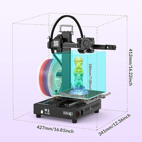 طابعة CRUX1 ثلاثية الأبعاد، طابعات TRONXY ثلاثية الأبعاد مع حاجز توجيه مزدوج OSG15، طابعة صغيرة محمولة ثلاثية الأبعاد سريعة التجميع، حجم الطباعة 7.08 × 7.08 × 7.08 بوصة in Kuwait