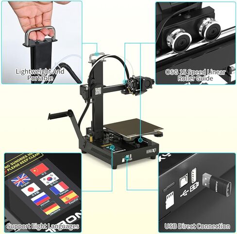 طابعة CRUX1 ثلاثية الأبعاد، طابعات TRONXY ثلاثية الأبعاد مع حاجز توجيه مزدوج OSG15، طابعة صغيرة محمولة ثلاثية الأبعاد سريعة التجميع، حجم الطباعة 7.08 × 7.08 × 7.08 بوصة in Kuwait