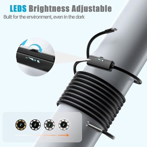 Endoscope Cable Camera for iPhone,1080P HD Borescope with 8 Adjustable LED Light, IP68 Waterproof 8MM Semi-Rigid Snake Camera for iPhone 14/13/12/11/Pro/Pro Max/Plus/Mini, 3.3FT / 1M in Saudi Arabia