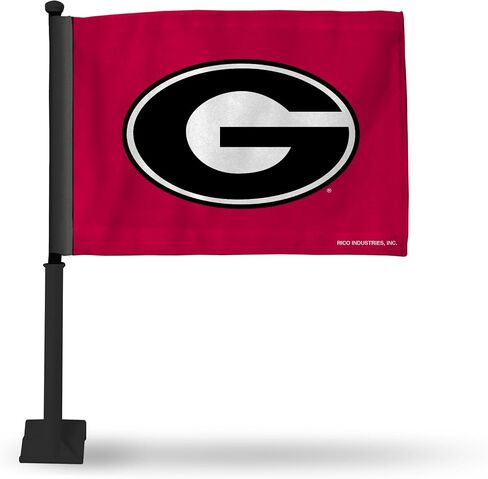 علم سيارة مزدوج الجوانب من Rico Industries NCAA Georgia Bulldogs مع عمود أسود 16 × 19.5 بوصة in Saudi Arabia