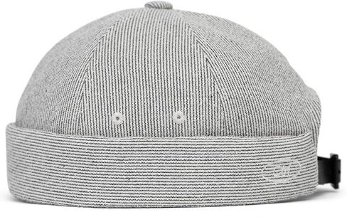 UNDERCONTROL Seersucker Brimless Stripe Sailor Fisherman Leon Hat Rolled Cuff Harbour Skull Docker Beanie Cap for Men & Women in Kuwait
