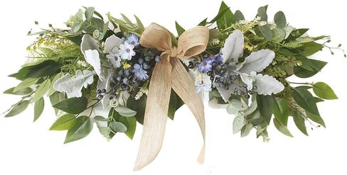Floral Swag, Artificial Front Door Wreath Eucalyptus Leaves Garland, Artificial Mixed Eucalyptus Leaves Swag, Greenery Swag with Daisy Flower for Home Wall Wedding Party Decoration(#1) in Kuwait