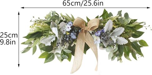 Floral Swag, Artificial Front Door Wreath Eucalyptus Leaves Garland, Artificial Mixed Eucalyptus Leaves Swag, Greenery Swag with Daisy Flower for Home Wall Wedding Party Decoration(#1) in Kuwait