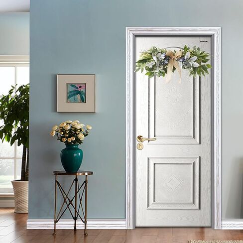 Floral Swag, Artificial Front Door Wreath Eucalyptus Leaves Garland, Artificial Mixed Eucalyptus Leaves Swag, Greenery Swag with Daisy Flower for Home Wall Wedding Party Decoration(#1) in Kuwait