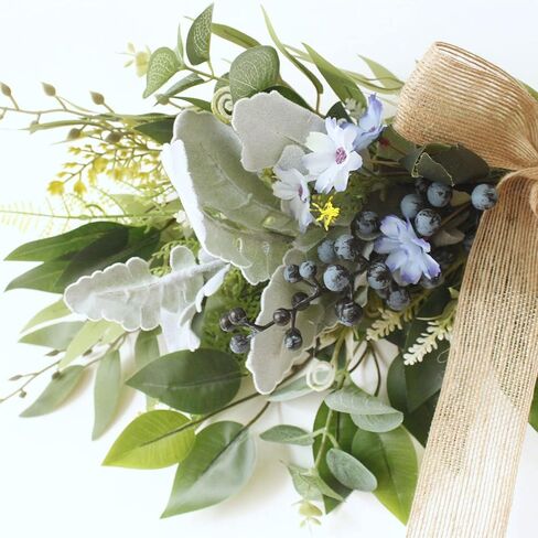 Floral Swag, Artificial Front Door Wreath Eucalyptus Leaves Garland, Artificial Mixed Eucalyptus Leaves Swag, Greenery Swag with Daisy Flower for Home Wall Wedding Party Decoration(#1) in Kuwait