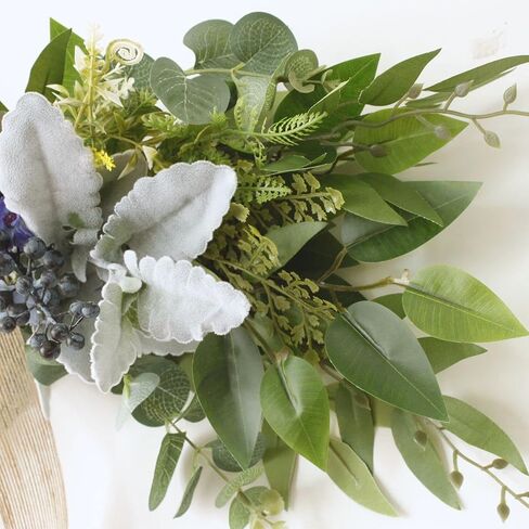 Floral Swag, Artificial Front Door Wreath Eucalyptus Leaves Garland, Artificial Mixed Eucalyptus Leaves Swag, Greenery Swag with Daisy Flower for Home Wall Wedding Party Decoration(#1) in Kuwait