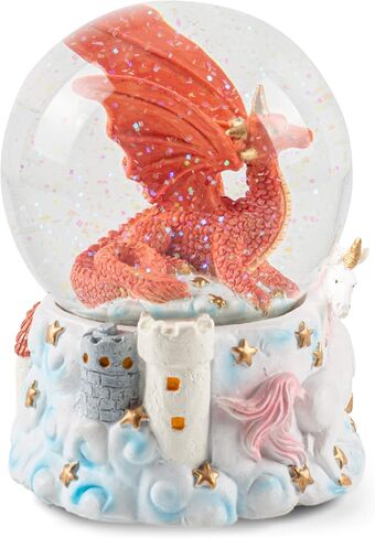 Elanze Designs Rainbow Unicorns 100MM Sturdy Resin Glitter Water Wind Up Musical Snow Globe Tabletop Dresser Nightstand Figurine Decoration Plays Tune You are My Sunshine in Saudi Arabia