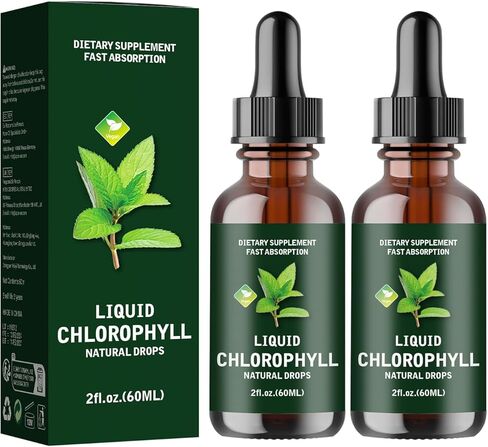 2pc Chlorophyll Drops, Chlorophyll Drops Used for Detoxification in The Body, Enhancing The Skin, Enhancing Energy and Supporting Immune System with Liquid Chlorophyll in Saudi Arabia