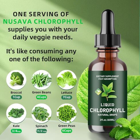 2pc Chlorophyll Drops, Chlorophyll Drops Used for Detoxification in The Body, Enhancing The Skin, Enhancing Energy and Supporting Immune System with Liquid Chlorophyll in Saudi Arabia