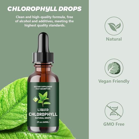 2pc Chlorophyll Drops, Chlorophyll Drops Used for Detoxification in The Body, Enhancing The Skin, Enhancing Energy and Supporting Immune System with Liquid Chlorophyll in Saudi Arabia