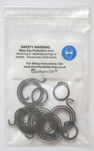 6 Door Handle Springs (2.5-Turn Coil, 2.5mm Thick, Black Zinc Coating) Plus 6 Circlips in Saudi Arabia