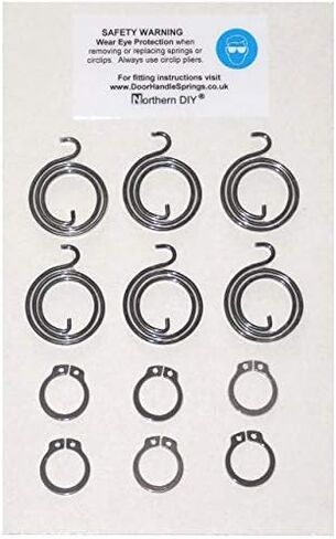6 Door Handle Springs (2.5-Turn Coil, 2.5mm Thick, Black Zinc Coating) Plus 6 Circlips in Saudi Arabia