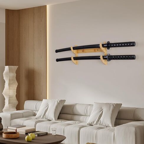 Samurai Sword Wall Mount-Katana Stand Wall Mount-Sword Wall Mount Display-Samurai Sword Wall Mount 2 Tier-Sword Wall Mount-Martial Arts Swords Mount Display- (Swords Not Included) in Saudi Arabia