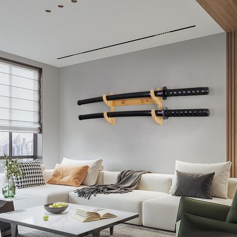 Samurai Sword Wall Mount-Katana Stand Wall Mount-Sword Wall Mount Display-Samurai Sword Wall Mount 2 Tier-Sword Wall Mount-Martial Arts Swords Mount Display- (Swords Not Included) in Saudi Arabia