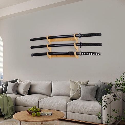 Samurai Sword Wall Mount-Katana Stand Wall Mount-Sword Wall Mount Display-Samurai Sword Wall Mount 2 Tier-Sword Wall Mount-Martial Arts Swords Mount Display- (Swords Not Included) in Saudi Arabia