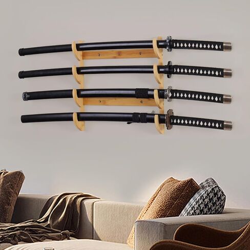 Samurai Sword Wall Mount-Katana Stand Wall Mount-Sword Wall Mount Display-Samurai Sword Wall Mount 2 Tier-Sword Wall Mount-Martial Arts Swords Mount Display- (Swords Not Included) in Saudi Arabia