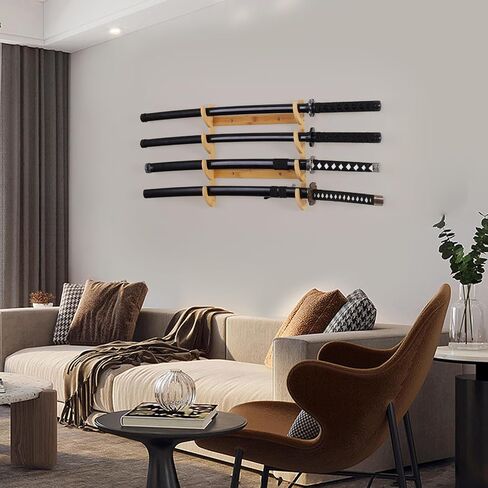 Samurai Sword Wall Mount-Katana Stand Wall Mount-Sword Wall Mount Display-Samurai Sword Wall Mount 2 Tier-Sword Wall Mount-Martial Arts Swords Mount Display- (Swords Not Included) in Saudi Arabia