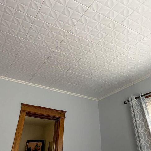A La Maison Ceilings R103 Perceptions Foam Glue-up Ceiling Tile (21.6 sq. ft./Covers), Pack of 8, Plain White in Saudi Arabia