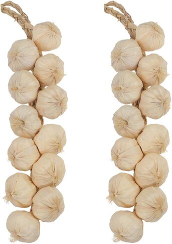 Garneck Fake Garlic 2Pcs Artificial Garlic Fake Hanging Garlic String Decor Home Kitchen Artificial Vegetable Garlic Strings Decorations in Saudi Arabia