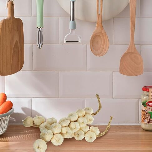 Garneck Fake Garlic 2Pcs Artificial Garlic Fake Hanging Garlic String Decor Home Kitchen Artificial Vegetable Garlic Strings Decorations in Saudi Arabia