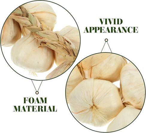 Garneck Fake Garlic 2Pcs Artificial Garlic Fake Hanging Garlic String Decor Home Kitchen Artificial Vegetable Garlic Strings Decorations in Saudi Arabia