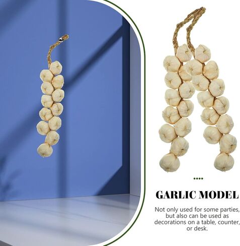 Garneck Fake Garlic 2Pcs Artificial Garlic Fake Hanging Garlic String Decor Home Kitchen Artificial Vegetable Garlic Strings Decorations in Saudi Arabia
